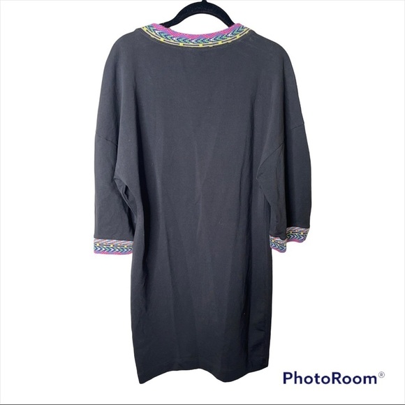 LOVE MOSCHINO Black Aztec Printed Trim T Shirt Mini Dress Size 8 - Picture 3 of 6